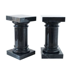 Set Columns Bookend Black Italian Marble Art Column H17cm - Picture 1 of 1