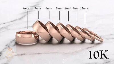 10K Rose Gold Low Dome Wedding Band Ring - Comfort Fit Solid Pink Gold Polished - Image 1 of 4