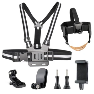 Reflective Adjustable Chest Strap + Head Strap + Backpack Clip Mount for GoPro - Picture 1 of 6