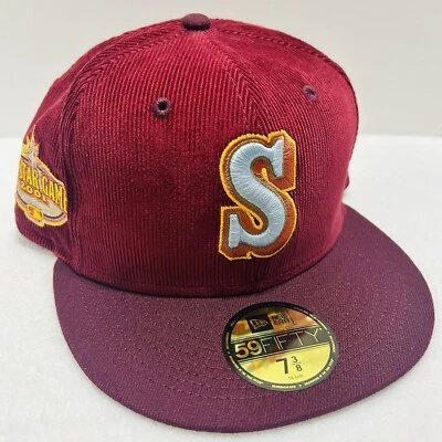New Era Seattle Mariners Corduroy Dream Patch 59FIFTY Fitted Hat Maroon 7 3/8 - Image 1 of 4