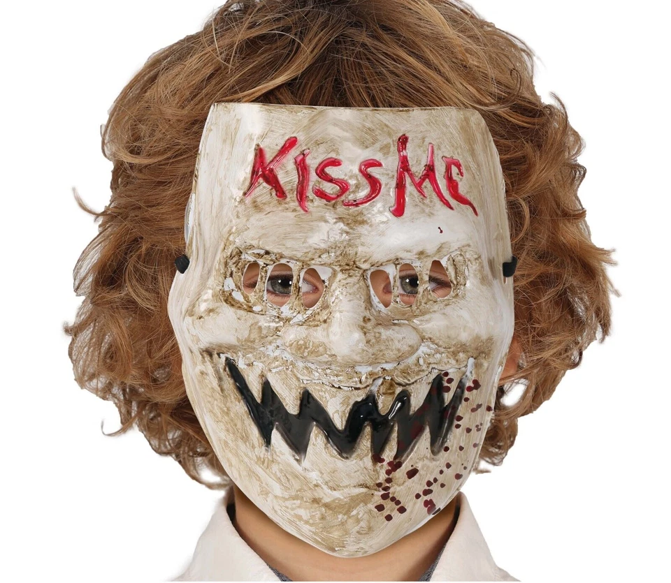 Kinder Halloween Kostüm KISS ME Purge Maske Gesicht Maske Plastik Killer Kinder - Bild 1 von 1