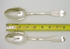 Pair Solid Silver Serving Table Spoon c1790 Hallmarked Switzerland Lausanne HE - Picture 1 of 10