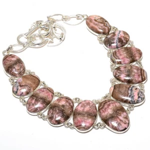 Rhodochrosite Gemstone Silver Plated Bohemian Necklace Jewelry 18" Wedding Gift - Picture 1 of 1