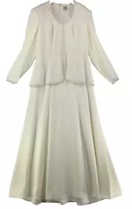 Chaqueta de vestir de novia Jill Paige 1 pieza talla 16 (alterada a 12) marfil con cuentas lentejuelas - Imagen 1 de 17