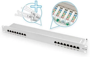 Patchpanel CAT5e Patchpanel 16 Port Netzwerk Verteilerfeld geschirmt LSA WEISS - Afbeelding 1 van 5
