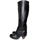 Elisanero Women’s Size 39 8 Black Leather Strappy Ankle Pull On Knee High Boots