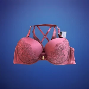 Lane Bryant Cacique Bra Boost Plunge Sexy Lace Racerback Front Closure 46D NEW - Picture 1 of 19