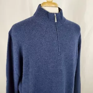 Maglione Uomo Gran Sasso Italia Lana Misto Lana Cashmere 1/4 Zip XL Blu - Foto 1 di 9