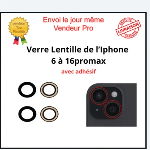 Lentille Vitre Caméra Iphone 6 7 8 X SE XR XS 11 12 13 14 15 16 Pro Max Photo - Imagen 1 de 34