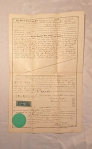 Antique Vtg 1869 Muscatine Iowa Land Deed George Washington Stamp Seal Document - Picture 1 of 7