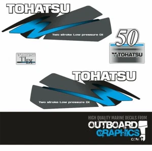 Kit de calcomanías/pegatinas motor fueraborda Tohatsu 50hp TLDI - azul - Imagen 1 de 1