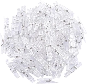 100 Pcs Mini Clear Photo Clips, Mini Clothespins Clip, Clothes Line Clips, Mini  - Picture 1 of 12