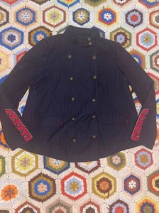 Free People Navy Blue Red Accent Double Breasted Military Jacket Coat (Size S) - Picture 1 of 9