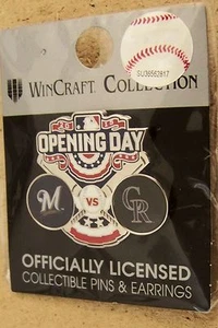 2015 Opening Day Milwaukee Brewers vs Colorado Rockies lapel pin at Miller Park - Picture 1 of 3
