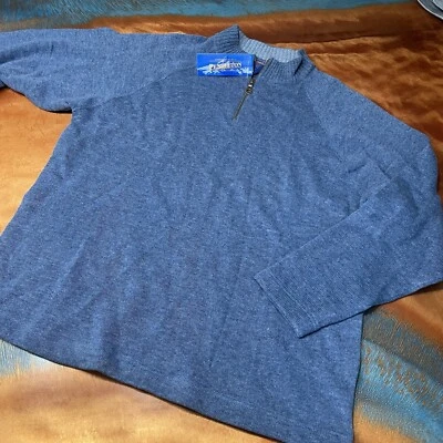 VTG Pendleton 1/4 Zip Mock Neck Pullover Sweater Lambswool Blend Mens XL Blue - Imagem 1 de 4