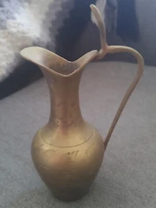 Small Brass Etched Water Pitcher India 5.5" - Picture 1 of 6