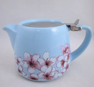 Alfred Blue Floral Cherry Blossoms Ceramic Teapot Infusor de acero inoxidable 20 oz - Imagen 1 de 12