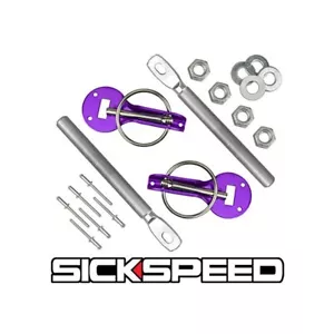 PURPLE SECURITY NON LOCKING HOOD PINS LATCH KIT FOR CARBON FIBER HOOD/TRUNK B - Picture 1 of 1