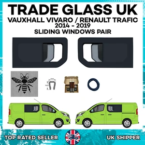 Vauxhall Vivaro 2014-2019 SLIDING Windows with FLY SCREENS - PAIR + Kit & U-Trim - Picture 1 of 9