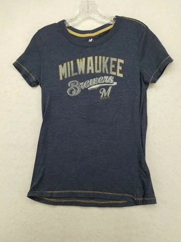 MAJESTIC MILWAUKEE BREWERS YOUTH TSHIRT SIZE MEDIUM SHORT SLEEVE Cover