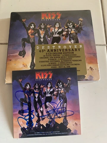 KISS Destroyer 45th SIGNED 2 CD AUTOGRAPHED By Gene Simmons & Paul Stanley RARE Cover