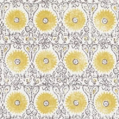 Rollo de tela de 73 yardas, estampado, mezcla de lino, 54" de ancho, étnico, flores/amarillo Foto 1 de 4