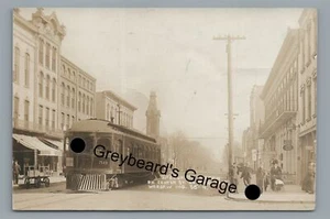 RPPC Interurban Trolley Station WARSAW IN Indiana Real Photo Postcard 1 - Picture 1 of 2