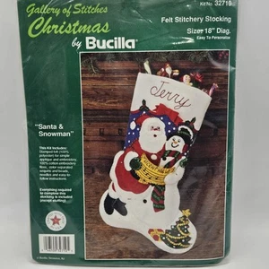 Bucilla 32710 Gallery of Stitches Santa and Snowman 15" Stocking Kit Sealed - Picture 1 of 8