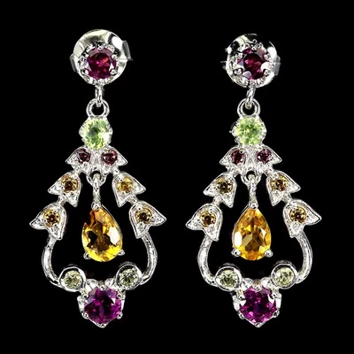 Pendientes de plata de ley 925 pera citrino amatista peridoto piedras preciosas naturales Jewe Foto 1 de 4