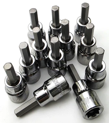 Lot of 12 Husky 1/4" Hex Bit Sockets 3/8" Drive SAE HW1/4 - Image 1 of 4