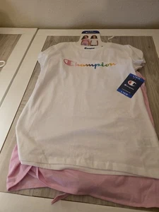 Champion Child Girl's 2-Pack Short Sleeve Logo Tee Shirt Fitted Youth Large - Picture 1 of 2