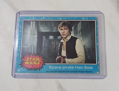 Star Wars 1977 Topps Card Blue Series 1 Space Pirate Han Solo No. 4 Original 💥 - Image 1 of 2