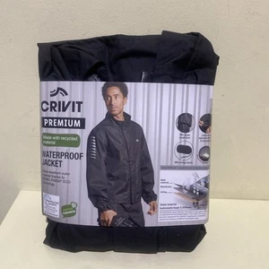 Crivit Men's Waterproof Jacket Black Size Large With Zip - Picture 1 of 6