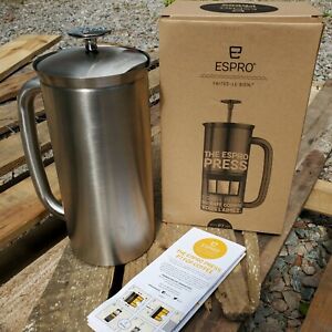 Espro Press P7 Brushed Stainless Steel Double Filtered Box & Instructions