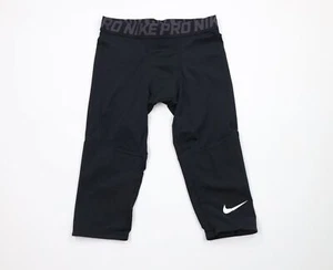 Nike Pro Boys Large Compression Spandex 3/4 Length Training Pants Leggings Black - Picture 1 of 13