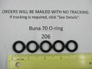 206 O-ring 1/2" ID x 3/4" OD x 1/8" thick. Buna-70.   Quan 5. - Picture 1 of 10