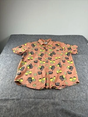 Camisa Hurley Para Hombre Mediana Naranja Estampado Limón Abotonada Manga Corta Calce Elástico Foto 1 de 4
