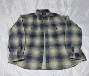 Vtg Mens XL Dockers Gray Plaid Flannel Corduroy Button Up Cotton Long Sleeve - Picture 1 of 13