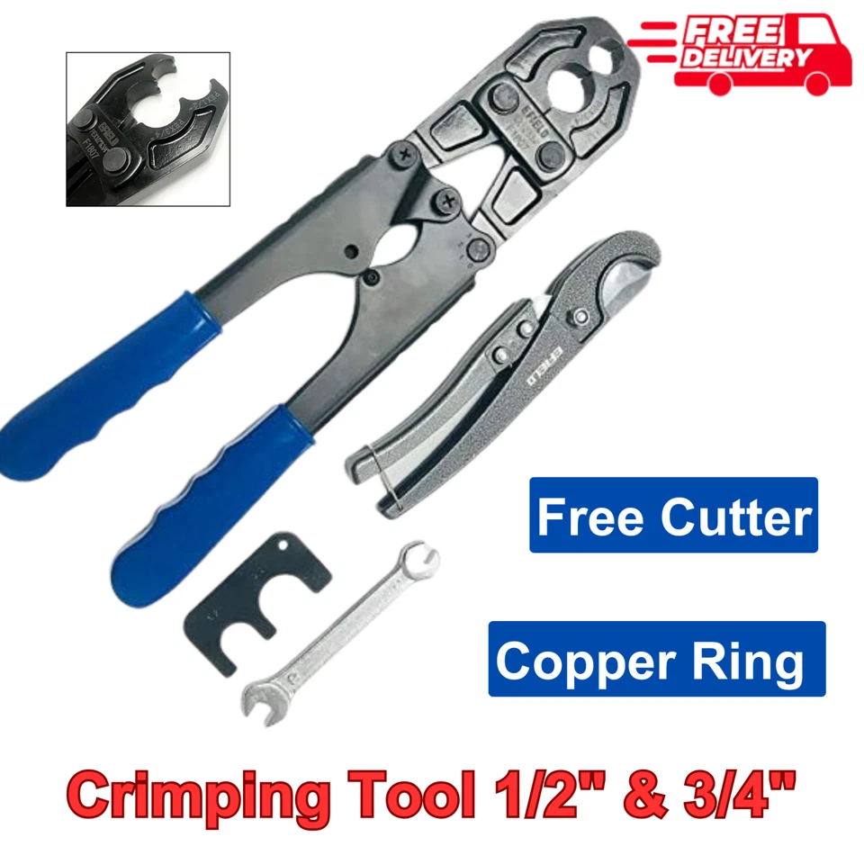 Efield PEX Pipe 1/2inch and 3/4inch Combo Crimping Tool for Copper Ring With