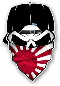Gothic Biker Skull & Bandana Japanese Rising Sun flag Vinyl car sticker 125x85mm - Picture 1 of 1