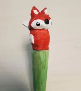 Fox Wooden Pen Hand Carved Wood Ballpoint Hand Made Handcrafted V85 - Picture 1 of 1