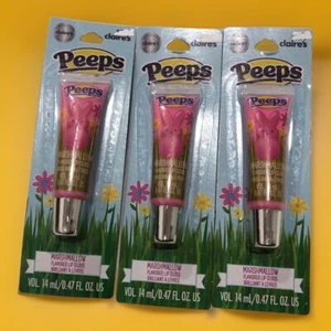 3 Pack Claire's "PEEPS" Brand Marshmallow Flavored Lip Glosses - Picture 1 of 3