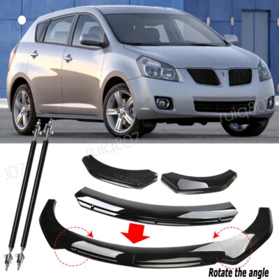 Gloss Front Bumper Lip For Pontiac Vibe 2003-2010 Spoiler Splitter + Strut Rods Foto 1 de 4