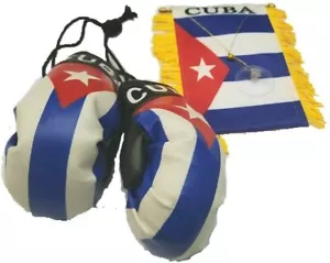 Cuba Mini Bandera y Mini Guantes de Boxeo Combo Car Espejo retrovisor Decoración de oficina - Imagen 1 de 3