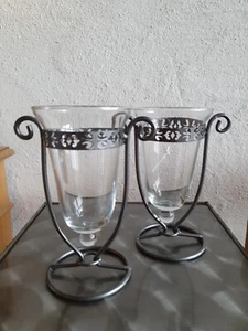 2 Kerzenleuchter Eisen mit Glaseinsatz aus dem Hause Gilde - Bild 1 von 2