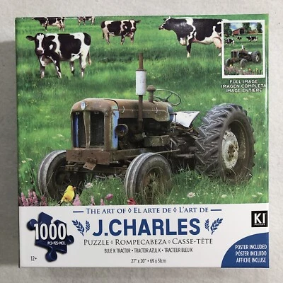Charles Blue Tractor Puzzle Jigsaw 1000 Pcs Farmer Farm Farmer Countryside Cow - Image 1 of 4