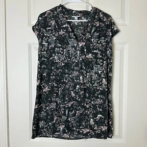 Liz Lange Maternity Gray Print Short Sleeve Tunic Top Women Size S - Picture 1 of 4
