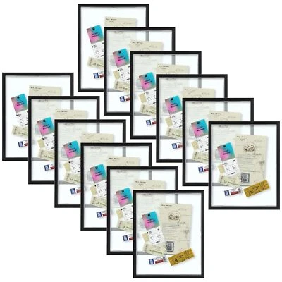 8x10 Black Aluminum Floating Frame Tempered Glass Display Any Photo 12 Pack - Image 1 of 4