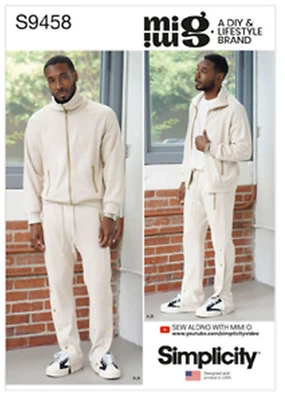 Simplicity Sewing Pattern R11265 S9458 Men's Knit Jacket Pants Size 30-48 UNCUT - Image 1 of 4