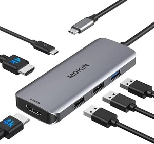 MOKiN Docking Station USB C to Dual HDMI Adapter 6 in 1 - Picture 1 of 7